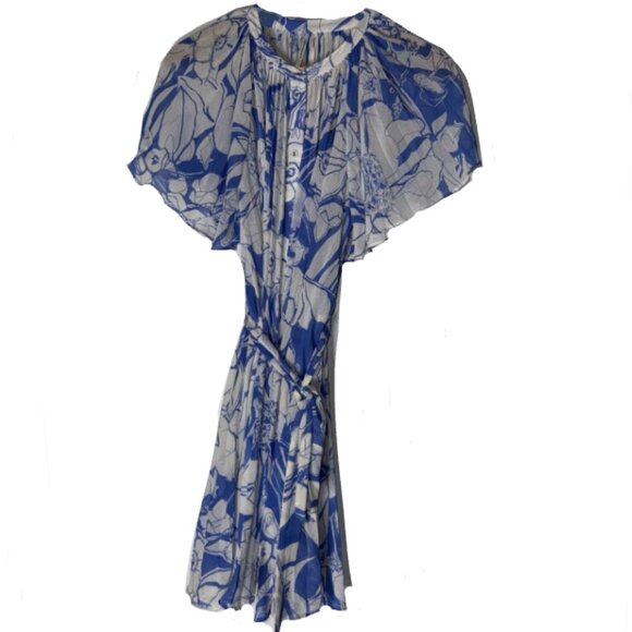 Brand New BY ANTHROPOLOGIE V-NECK RUFFLE-SLEEVE PLEATED DRESS - Picture 9 of 10